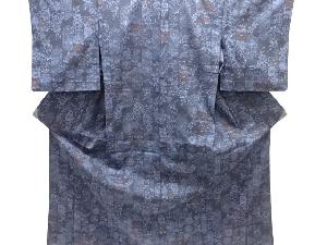 花楓模様織り出し手織り紬単衣着物